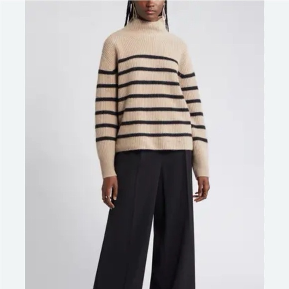 Nordstrom Stripe Cashmere Mock Neck Sweater - Picture 2 of 10